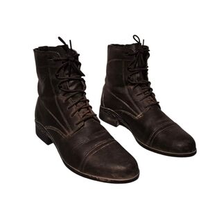 Ariat Black Leather Lace-Lace-Up Riding Cowboy Western Ankle Boots Women's 9B